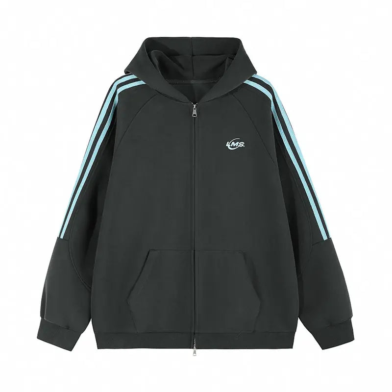 Chest-Emblem Triple-Stripe Zip Hoodie product view 8
