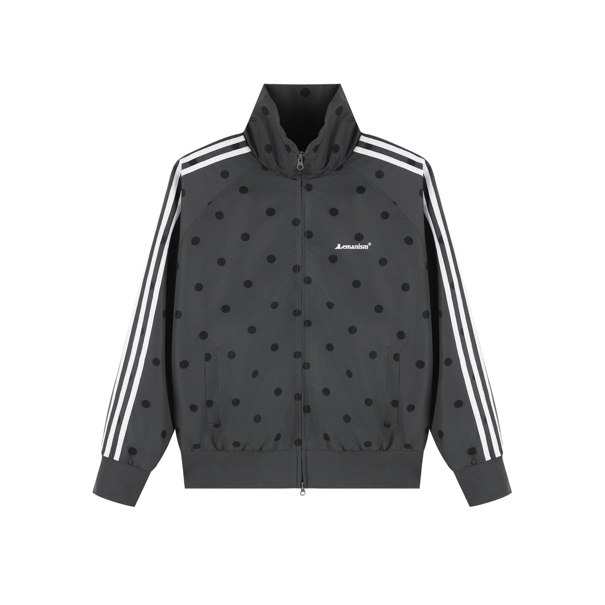 Polka-Dot Striped Zip Track Jacket product view 3