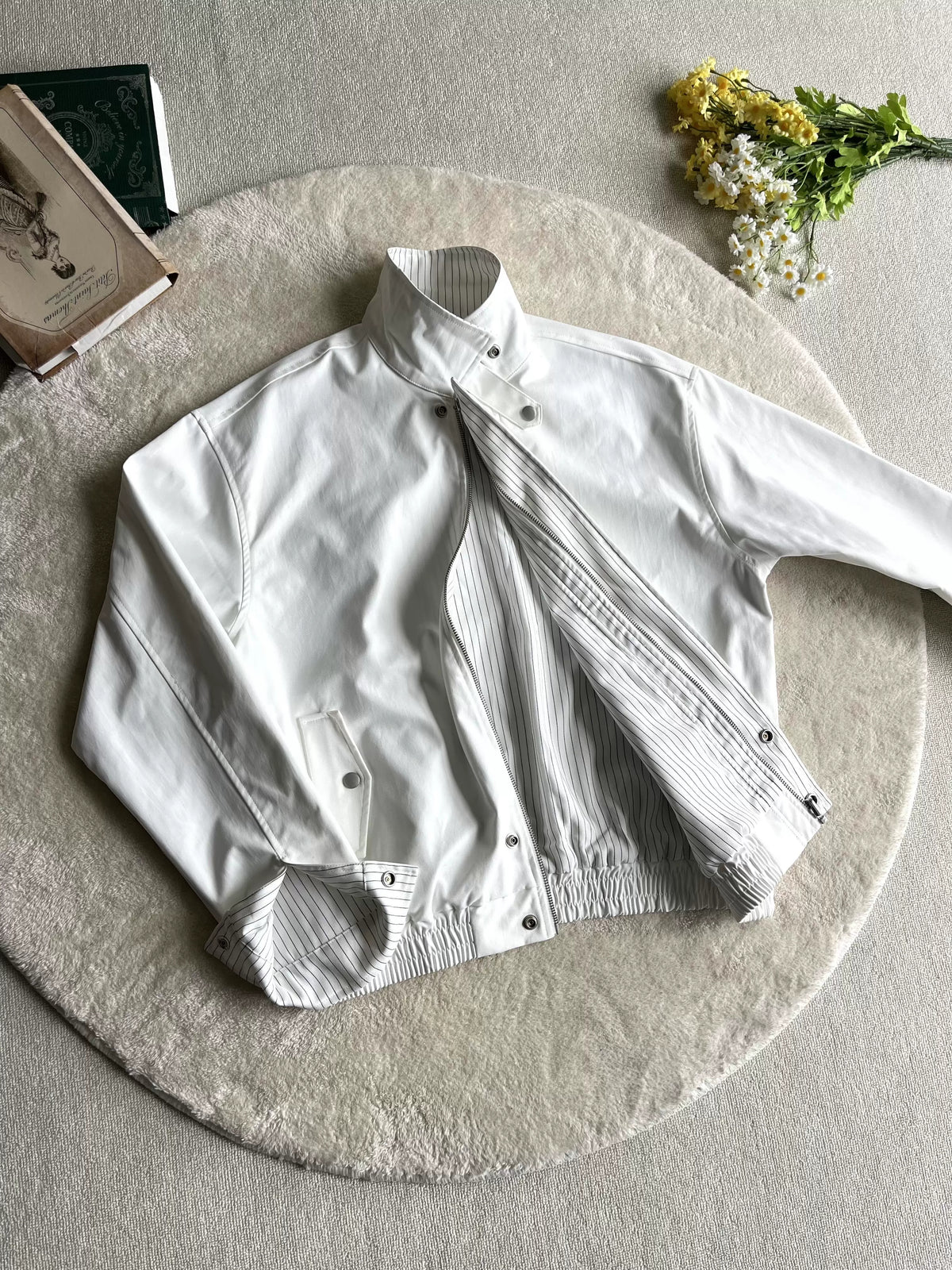 Reversible Stripe-Lined Harrington Jacket product view 2