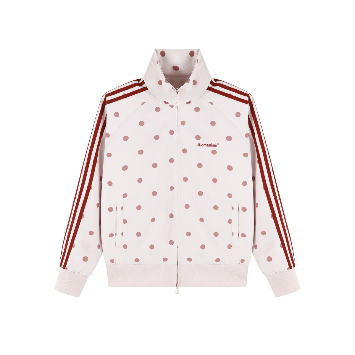 Polka-Dot Striped Zip Track Jacket product view 1