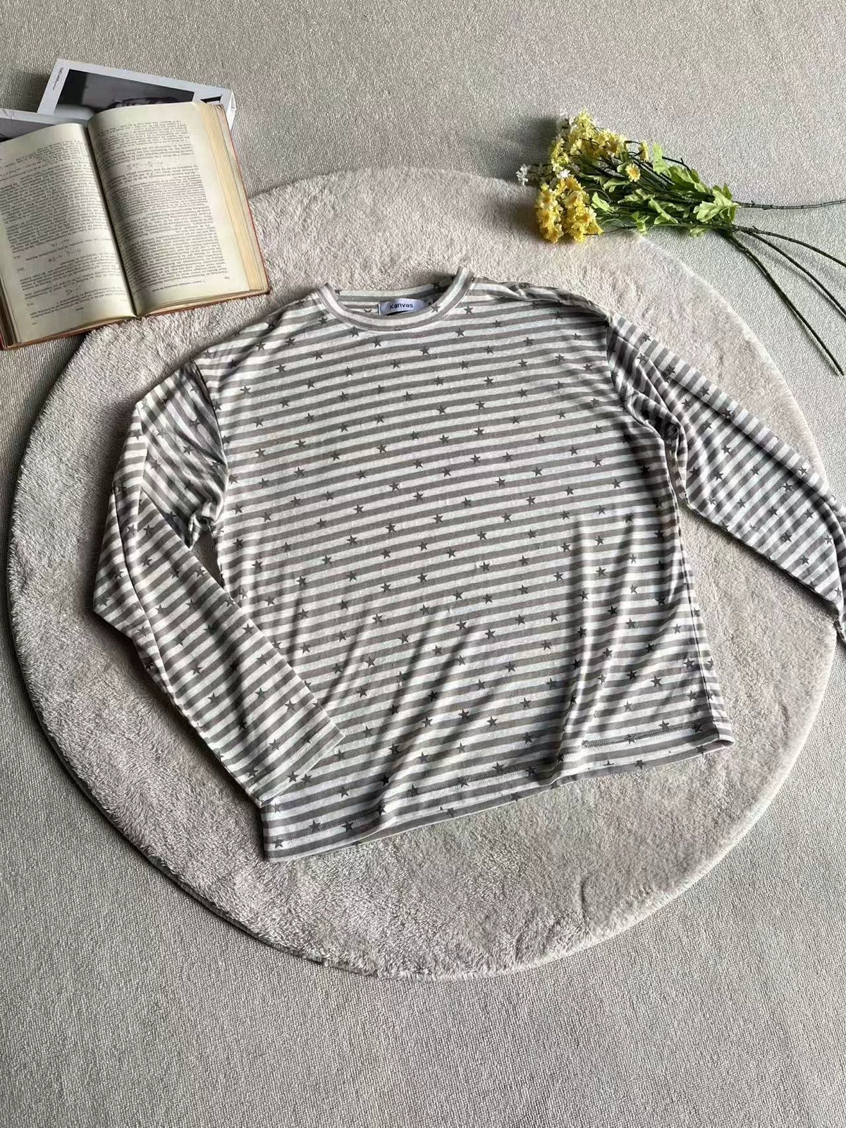 Striped Star-Detail Lyocell Long-Sleeve Tee product view 4