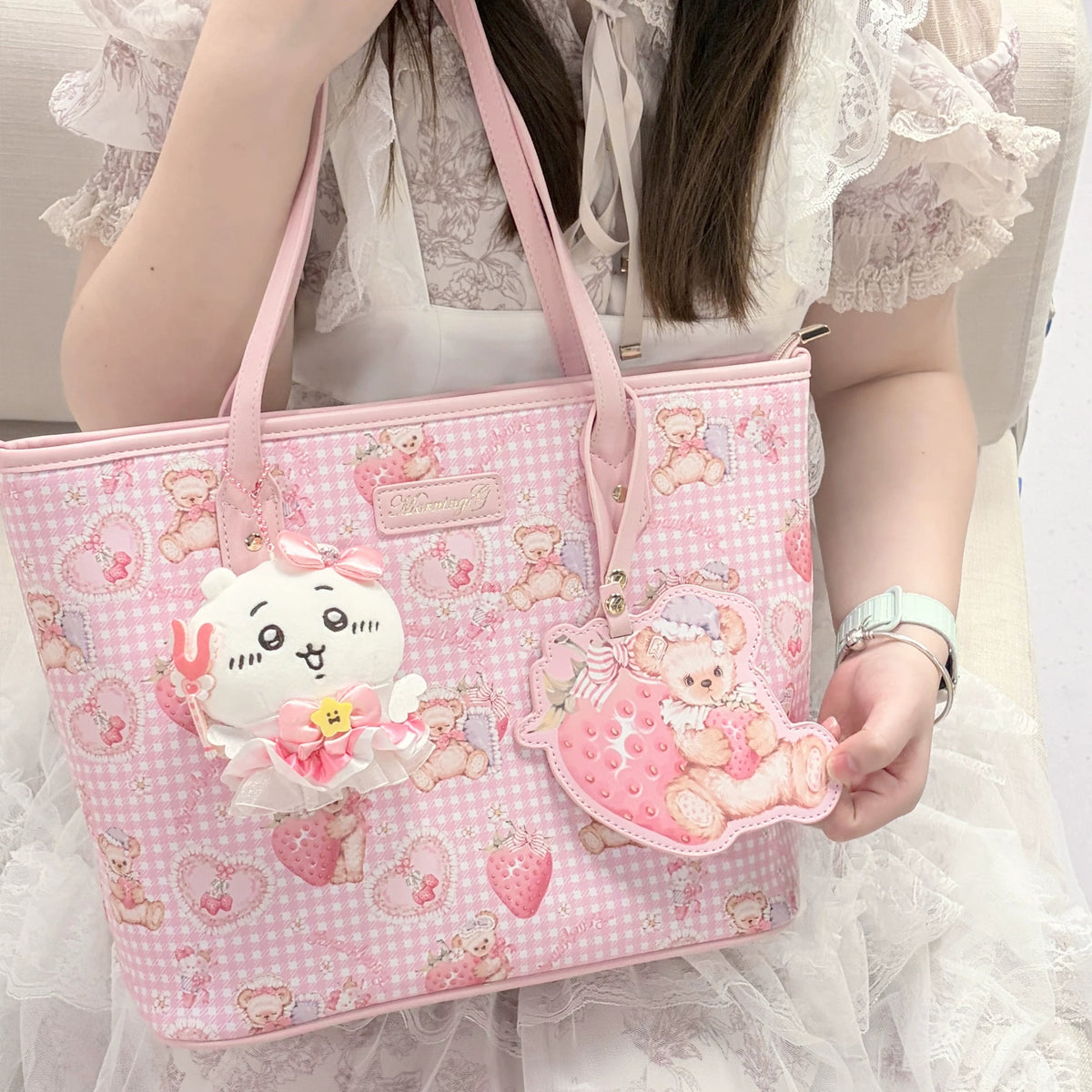 Strawberry Bear Printed Tote product view 4