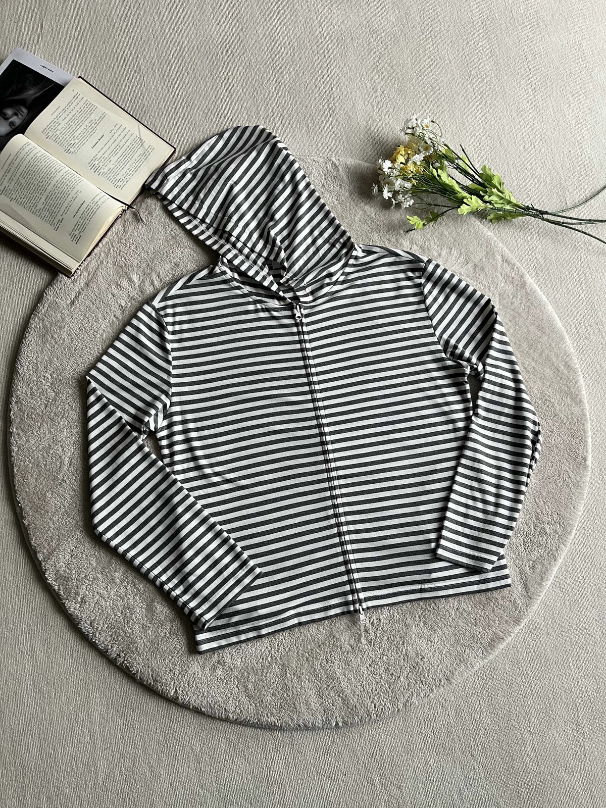 Lightweight Striped Lyocell Zip Hoodie product view 2
