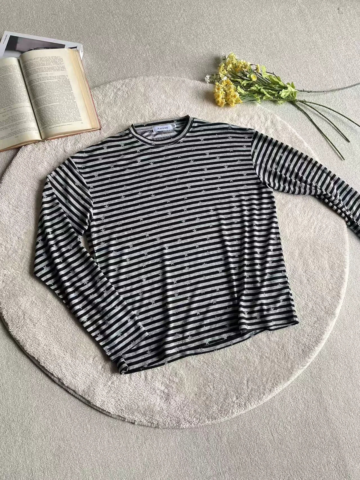 Striped Star-Detail Lyocell Long-Sleeve Tee product view 2
