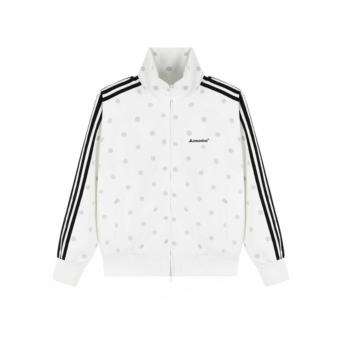 Polka-Dot Striped Zip Track Jacket product view 2