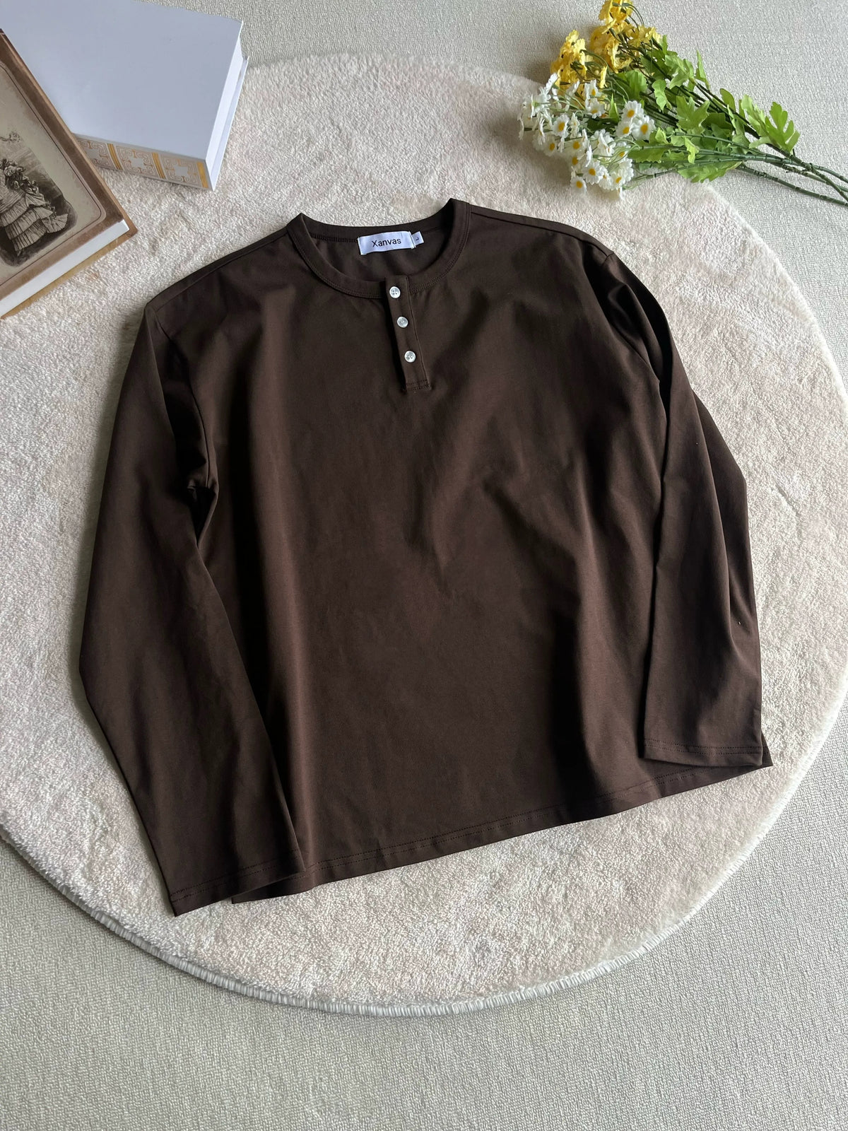 Relaxed Long-Sleeve Henley Tee product view 2