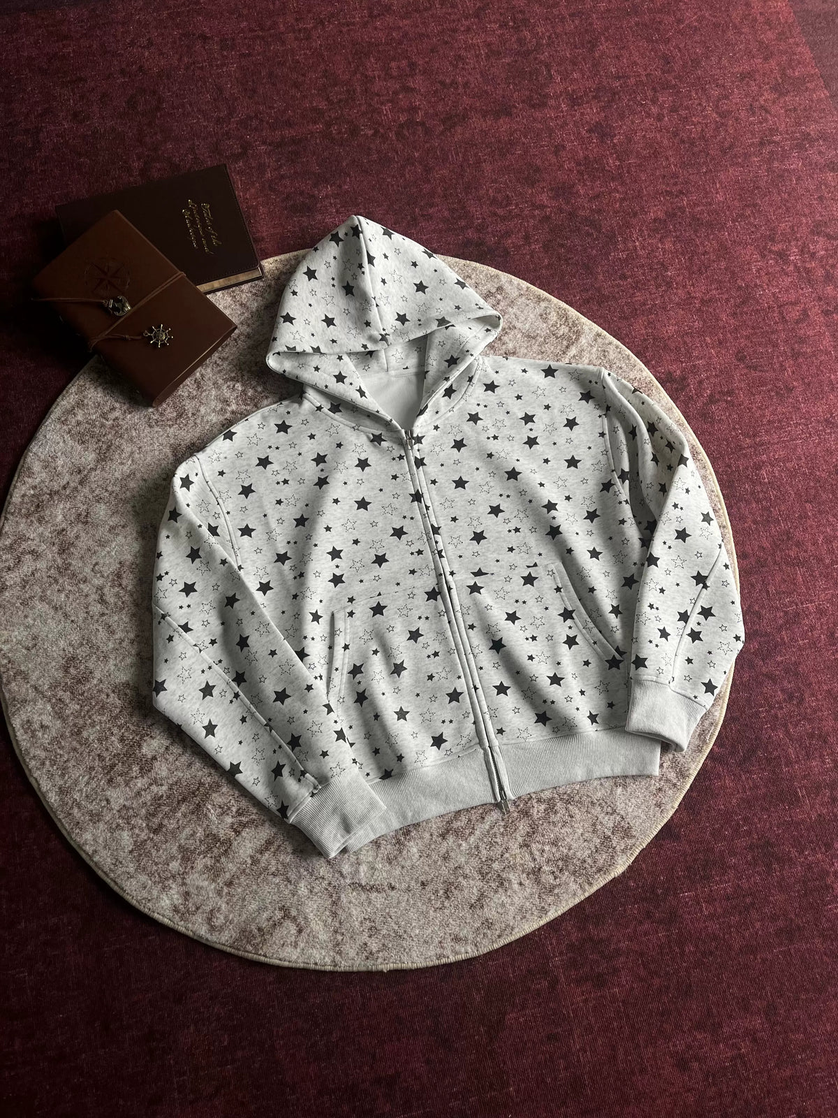 Allover-Star Boxy Zip Hoodie product view 1