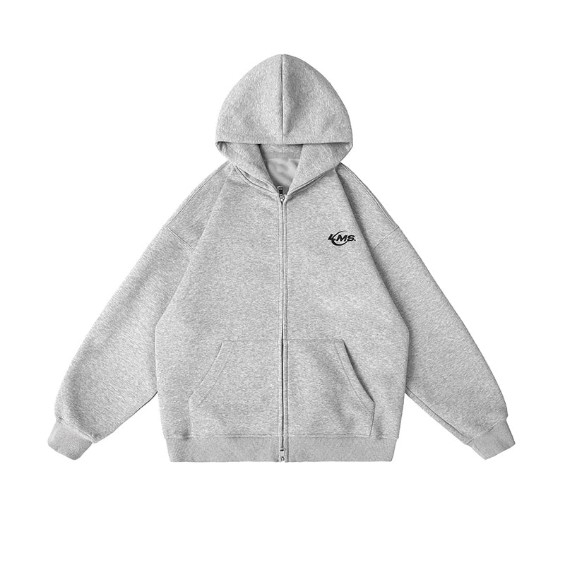 Minimal Chest-Emblem Zip Hoodie product view 4