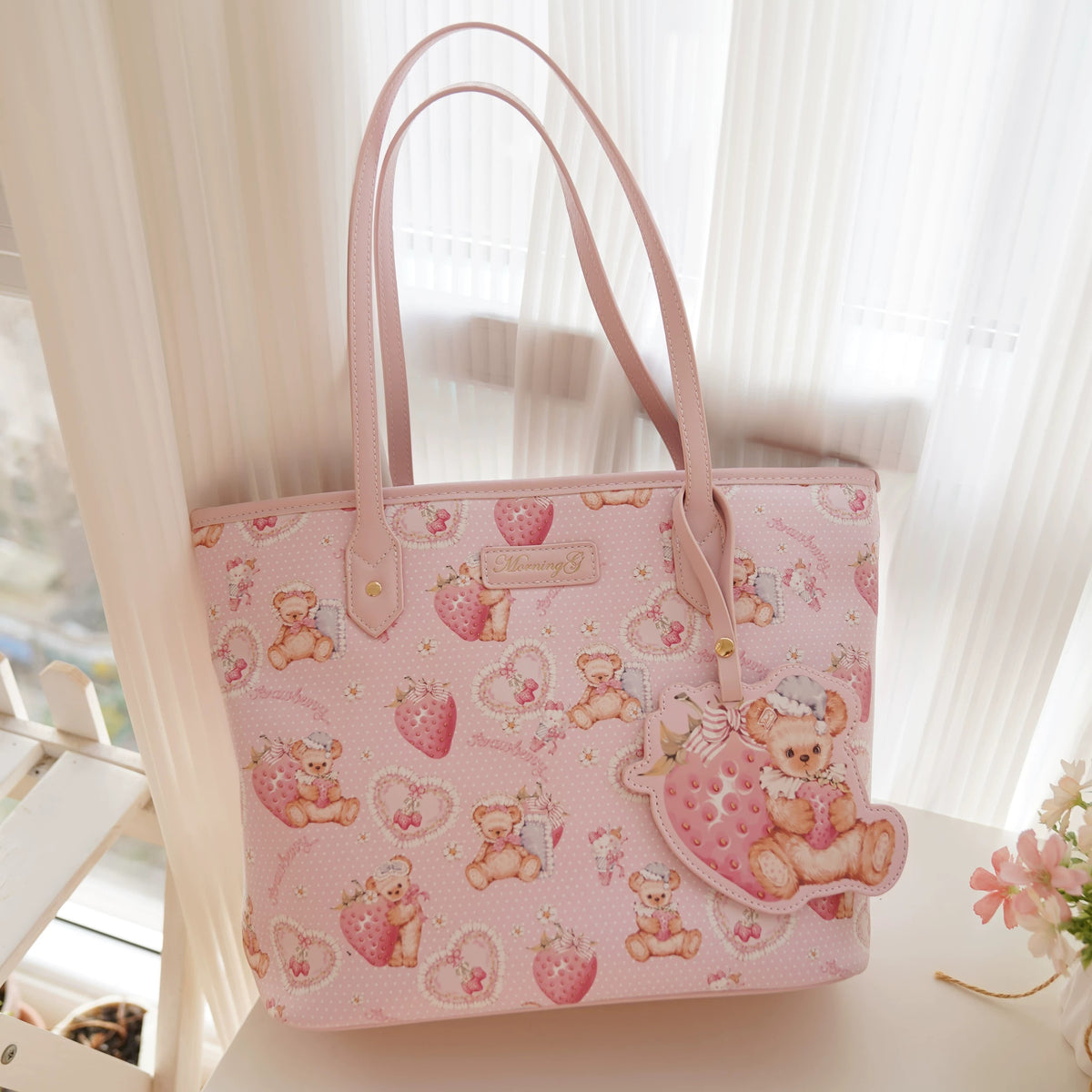 Strawberry Bear Printed Tote product view 2