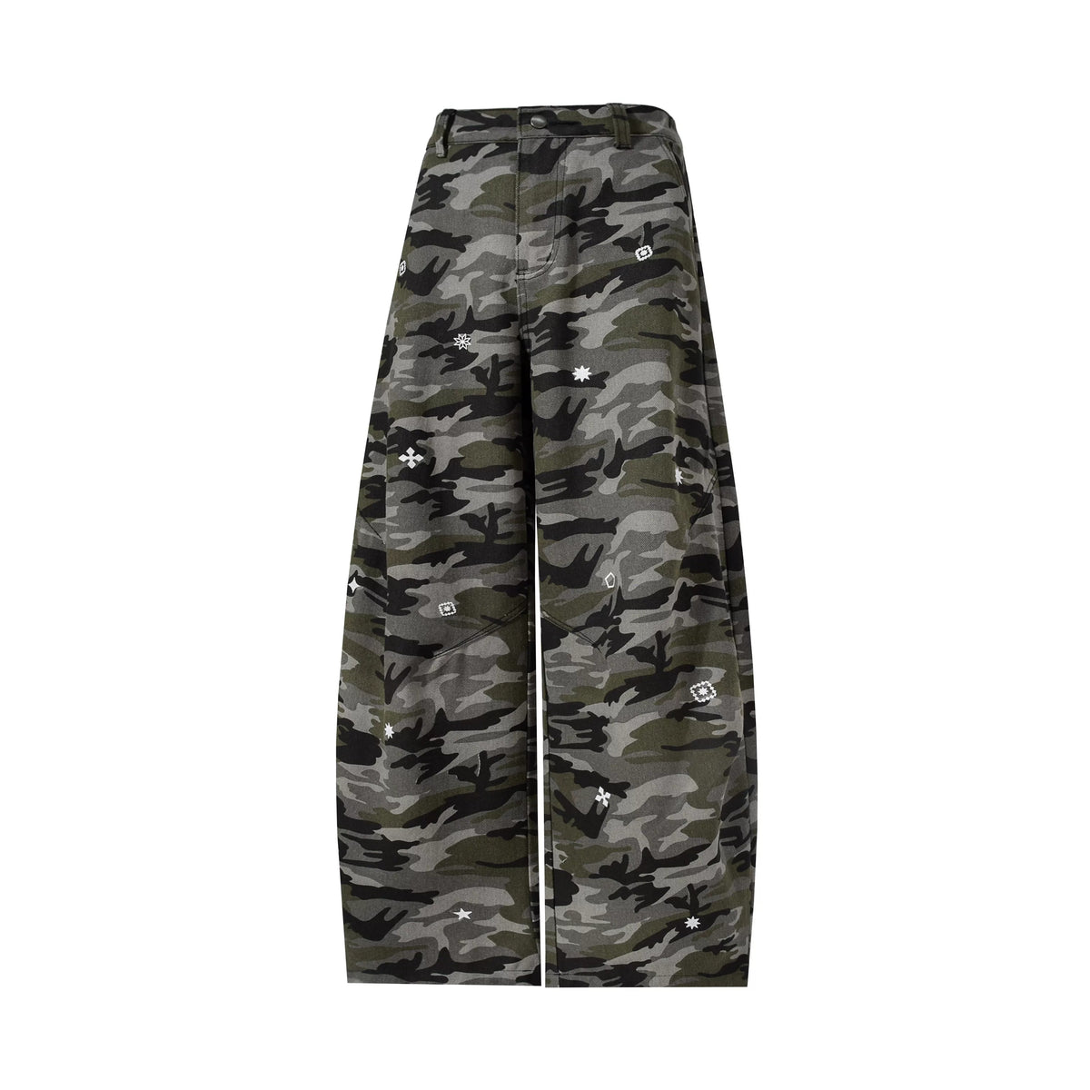 Embroidered-Star Camouflage Wide-Leg Pants product view 2