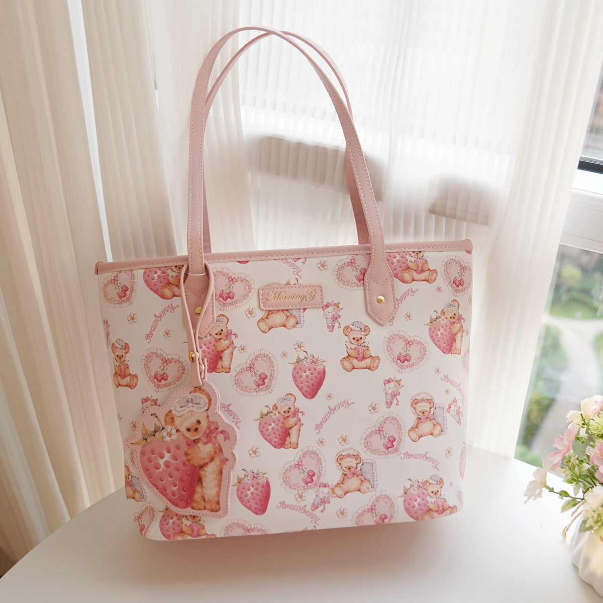 Strawberry Bear Printed Tote product view 1