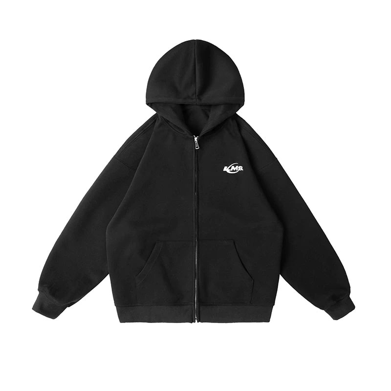 Minimal Chest-Emblem Zip Hoodie product view 2