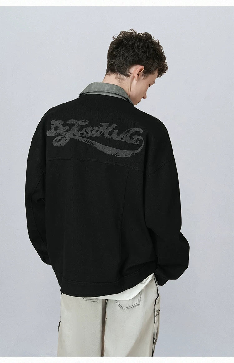 Contrast-Collar Canvas Work Jacket product view 5