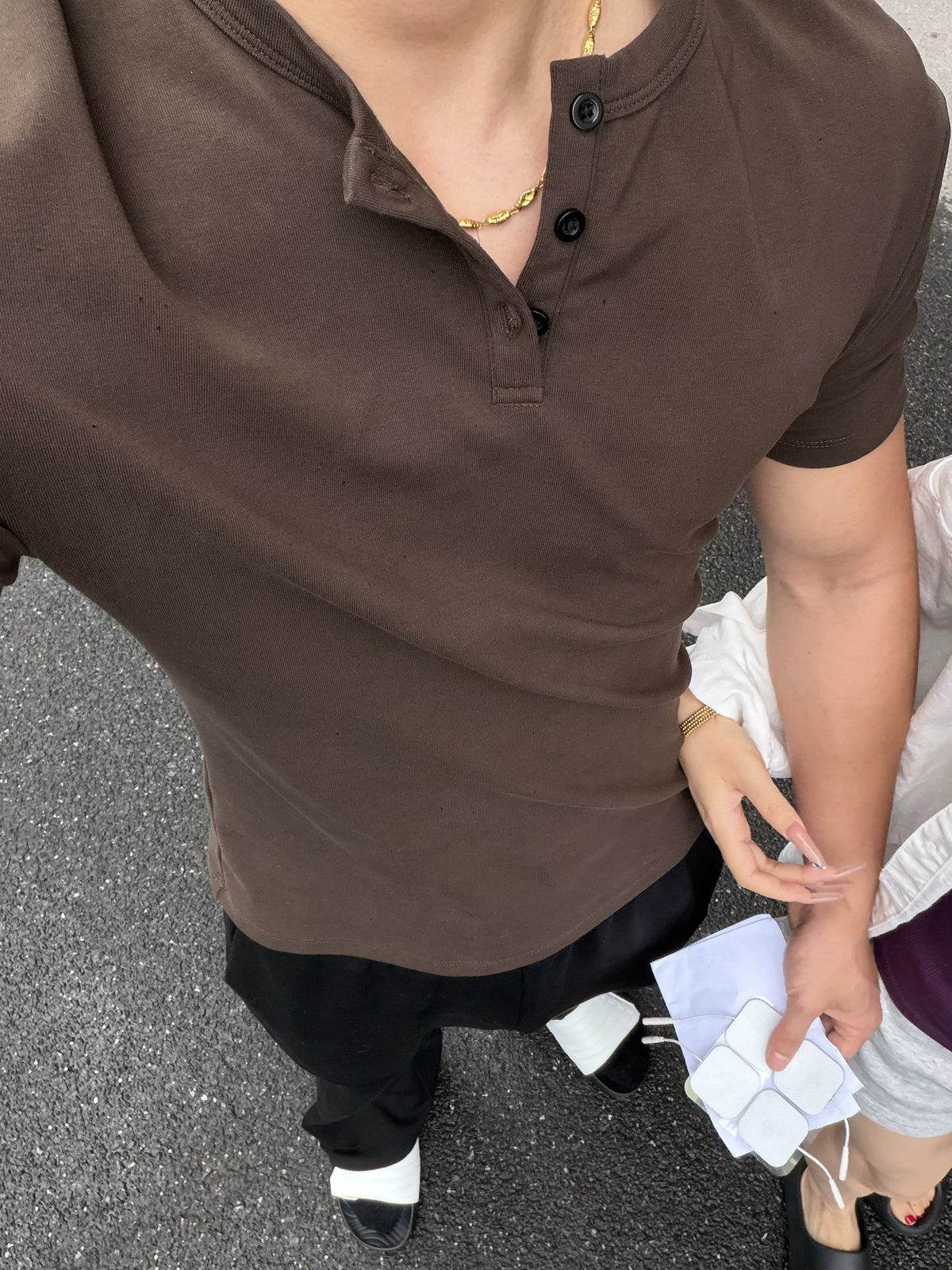 Fitted Stretch Cotton Short-Sleeve Henley product view 3