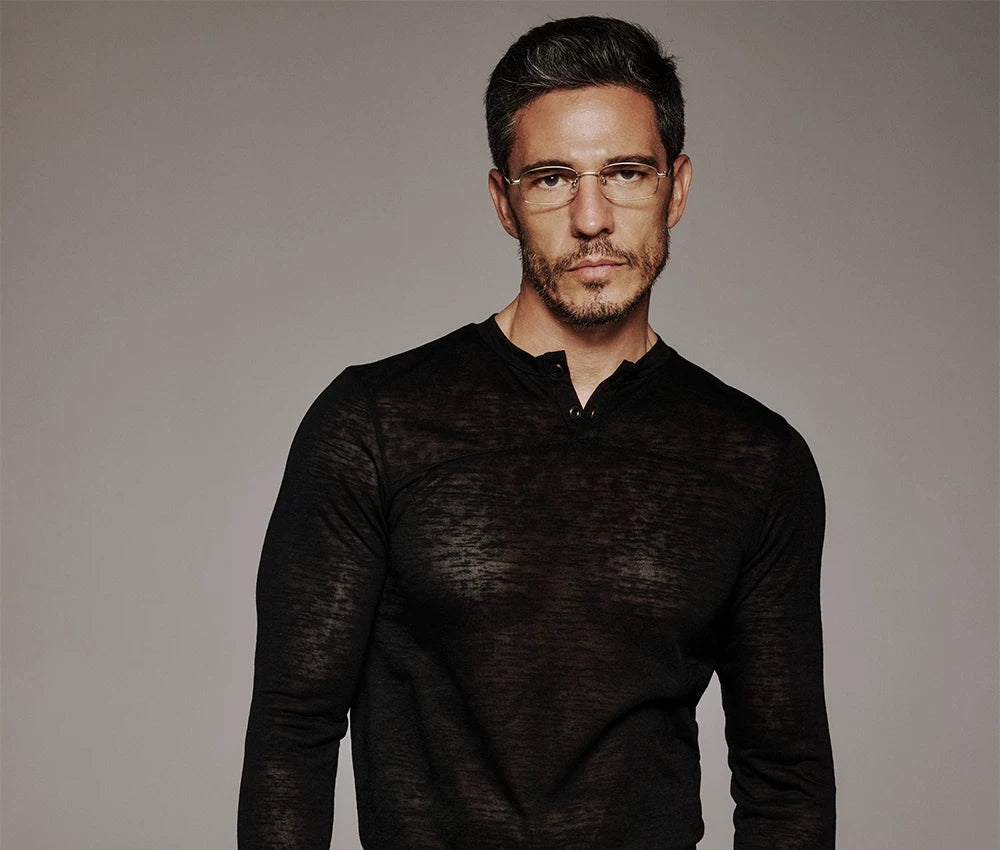 Sheer Panel Long-Sleeve Henley product view 6