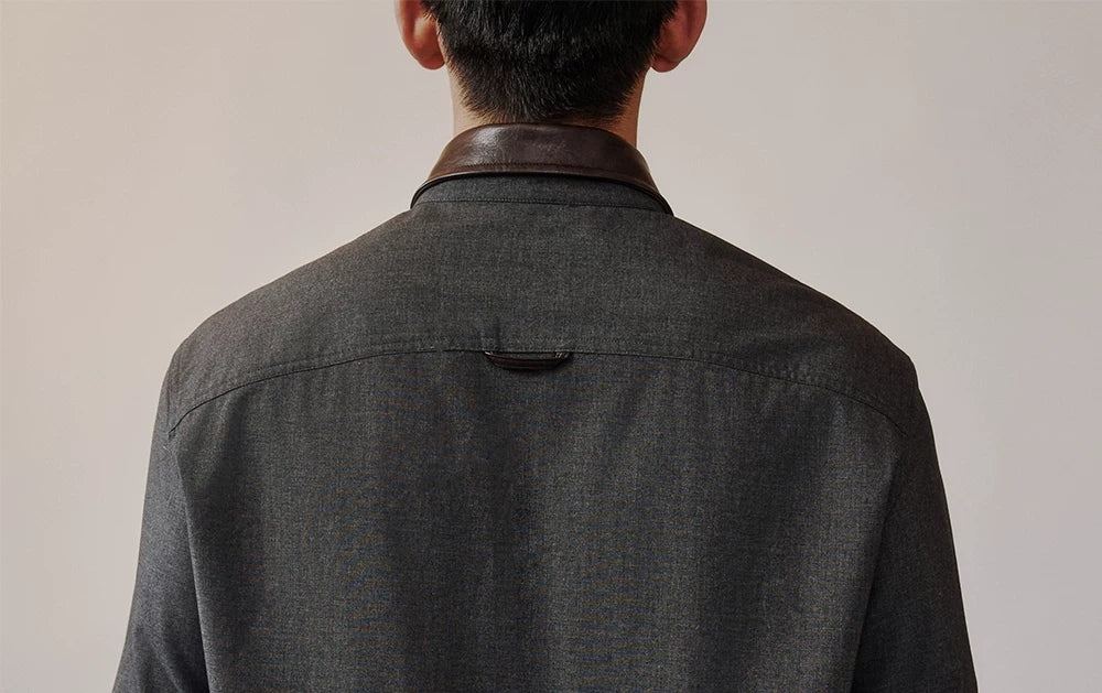 Detachable Contrast-Collar Relaxed Shirt product view 6