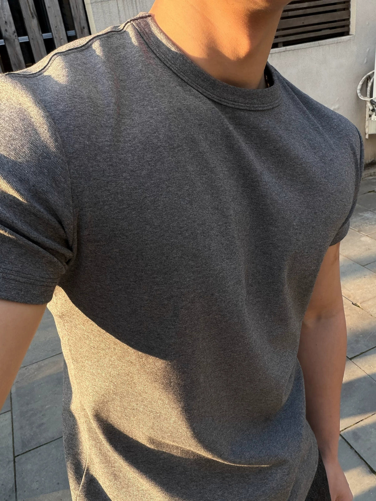 Contoured Stretch Cotton Crewneck Tee product view 4