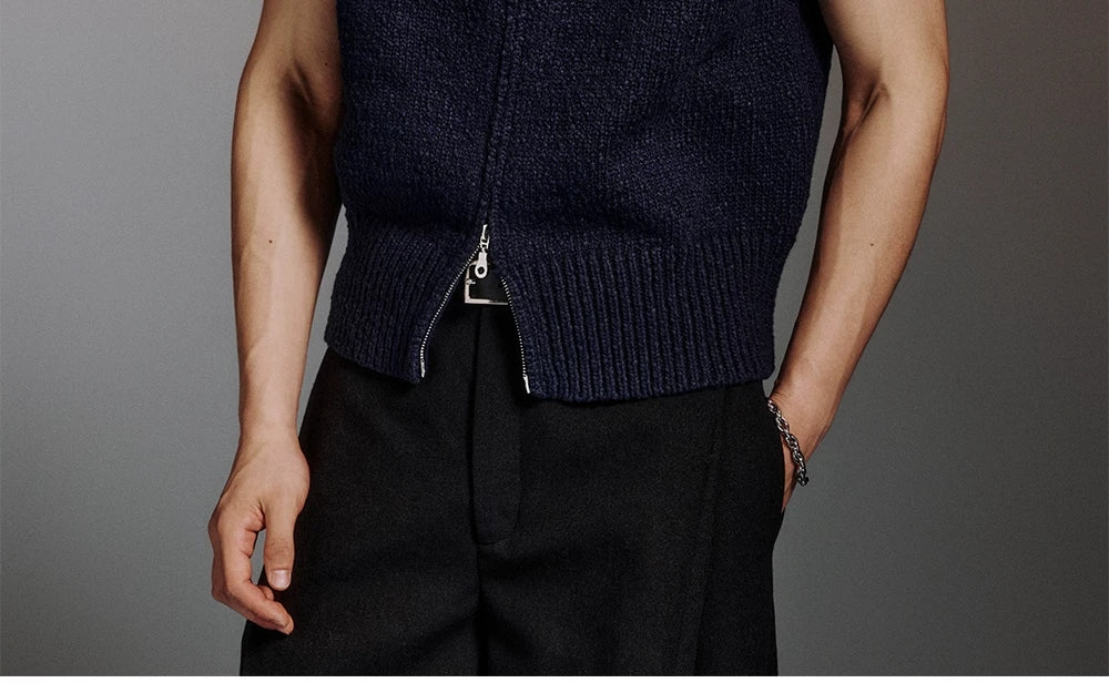 High-Collar Cotton-Blend Zip Vest product view 8