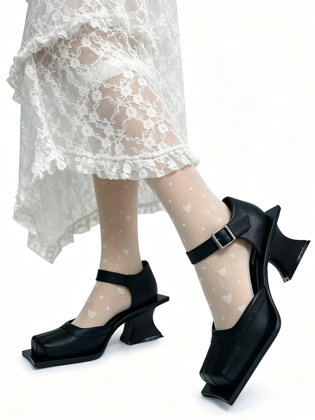 Square-Toe Cutout Block-Heel Sandals - View 4