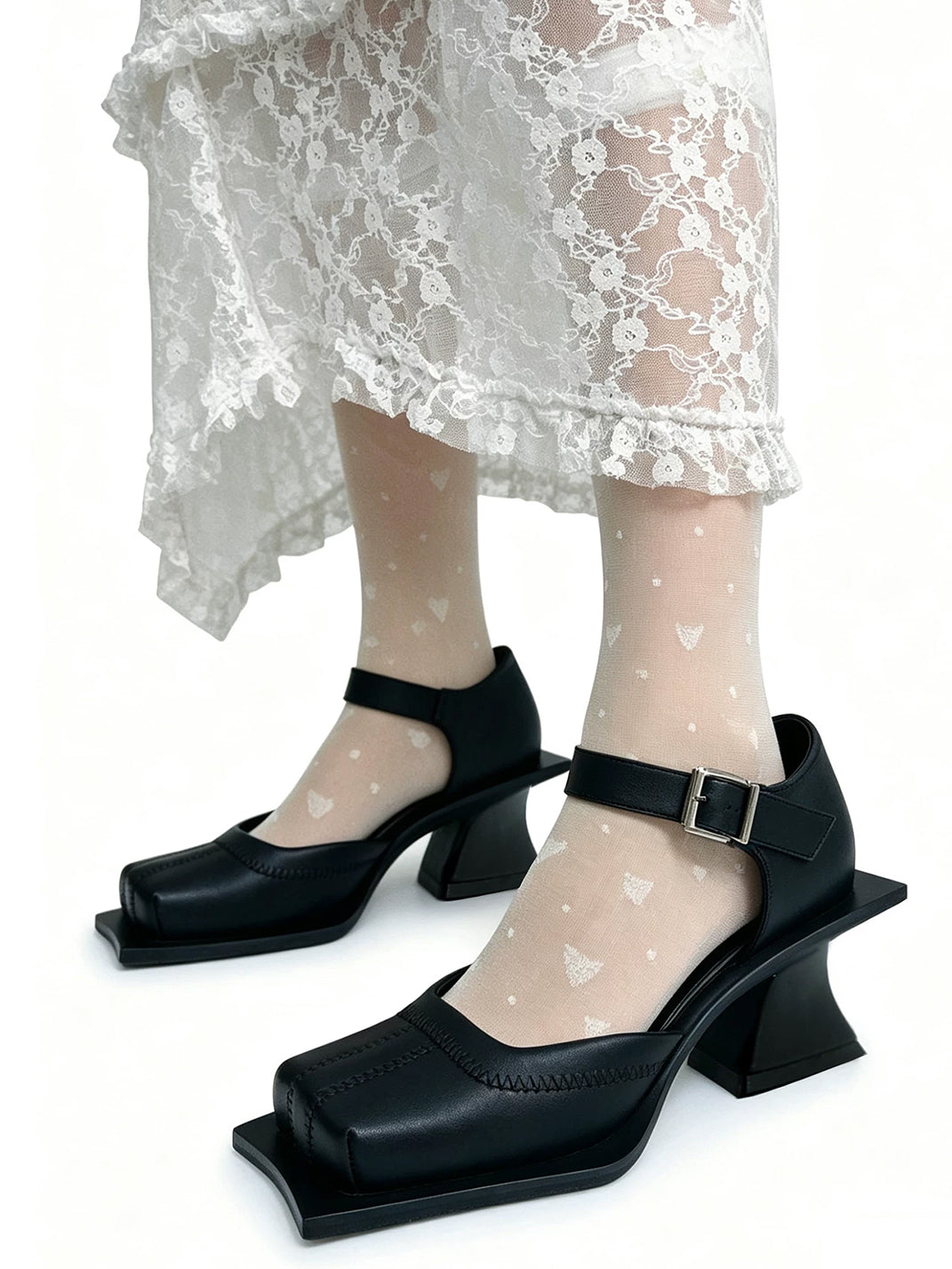 Square-Toe Cutout Block-Heel Sandals - View 5
