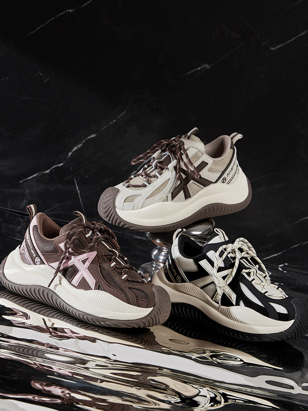 Star-Lace Wave-Sole Chunky Sneakers - View 44