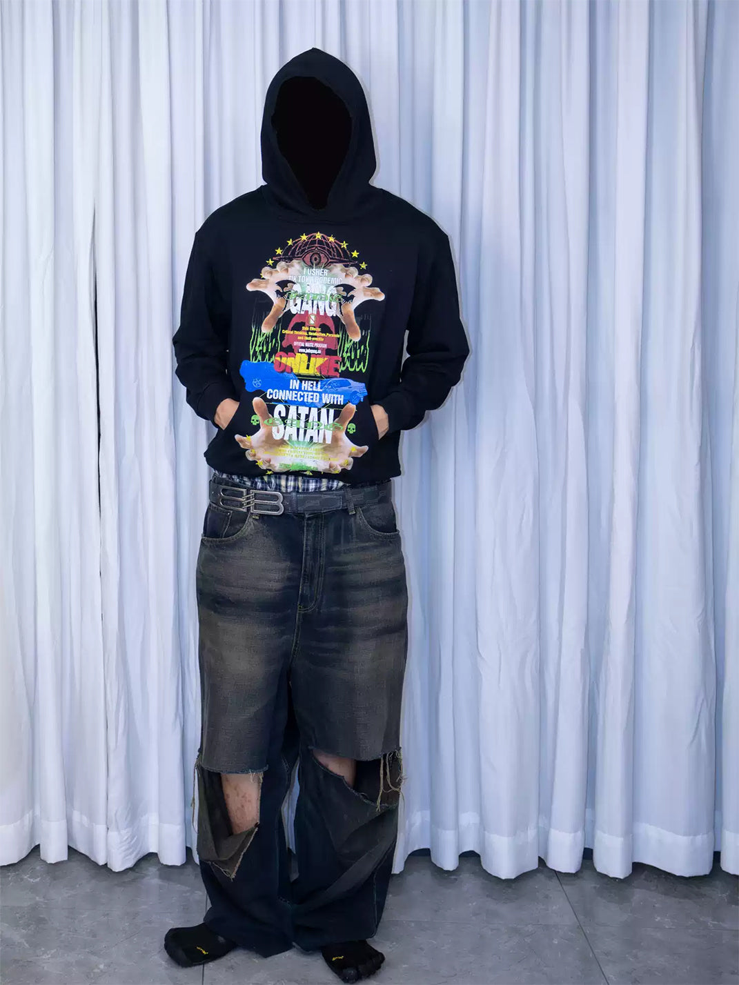 Surreal Collage Boxy Cotton Hoodie — product view 2