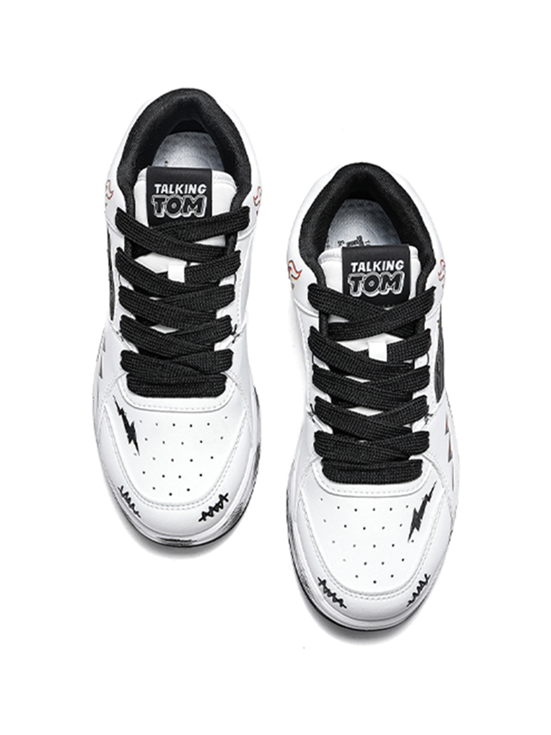 Scuffed Flame-Graphic Court Sneakers - View 7