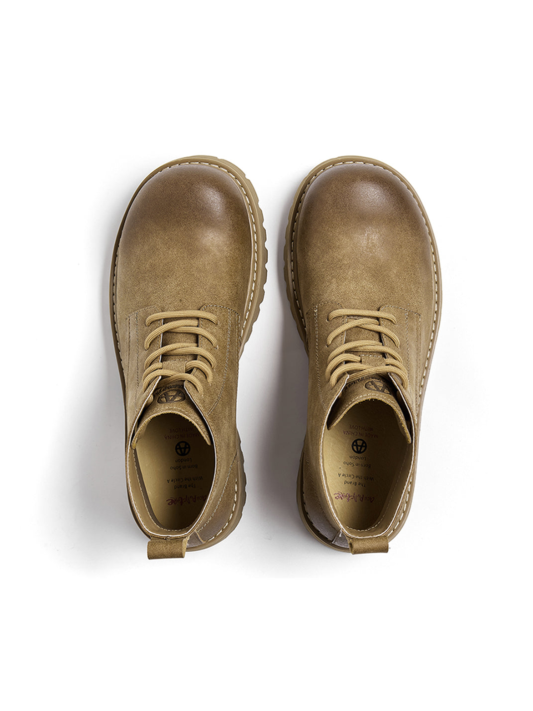 Tan Round-Toe Lug-Sole Work Boots - View 12