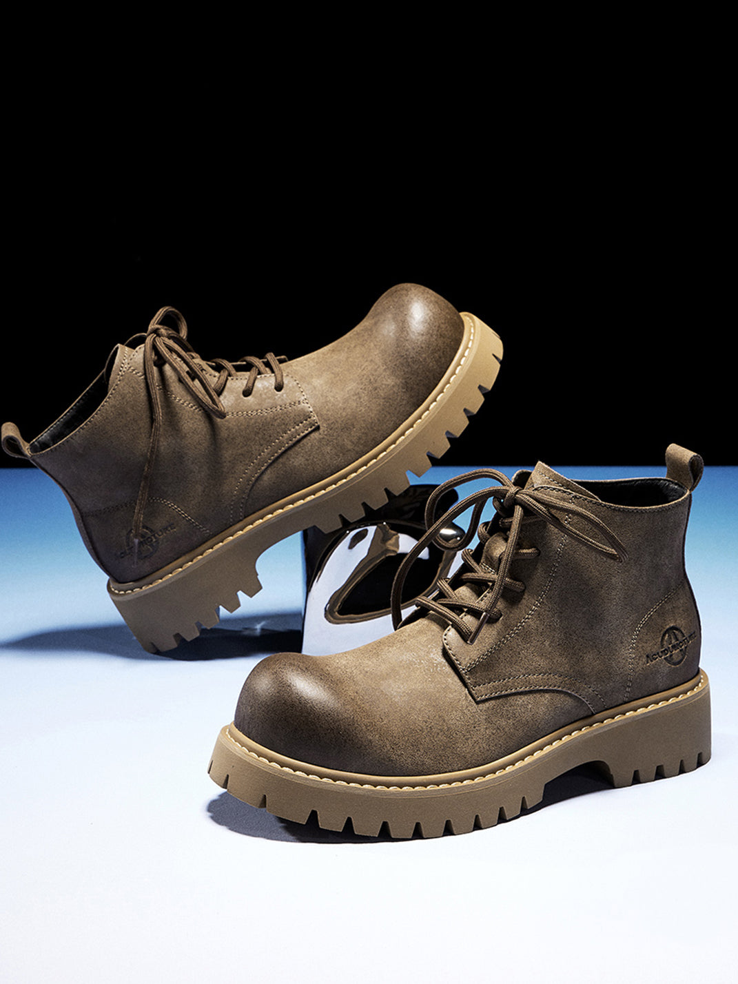 Tan Round-Toe Lug-Sole Work Boots - View 21