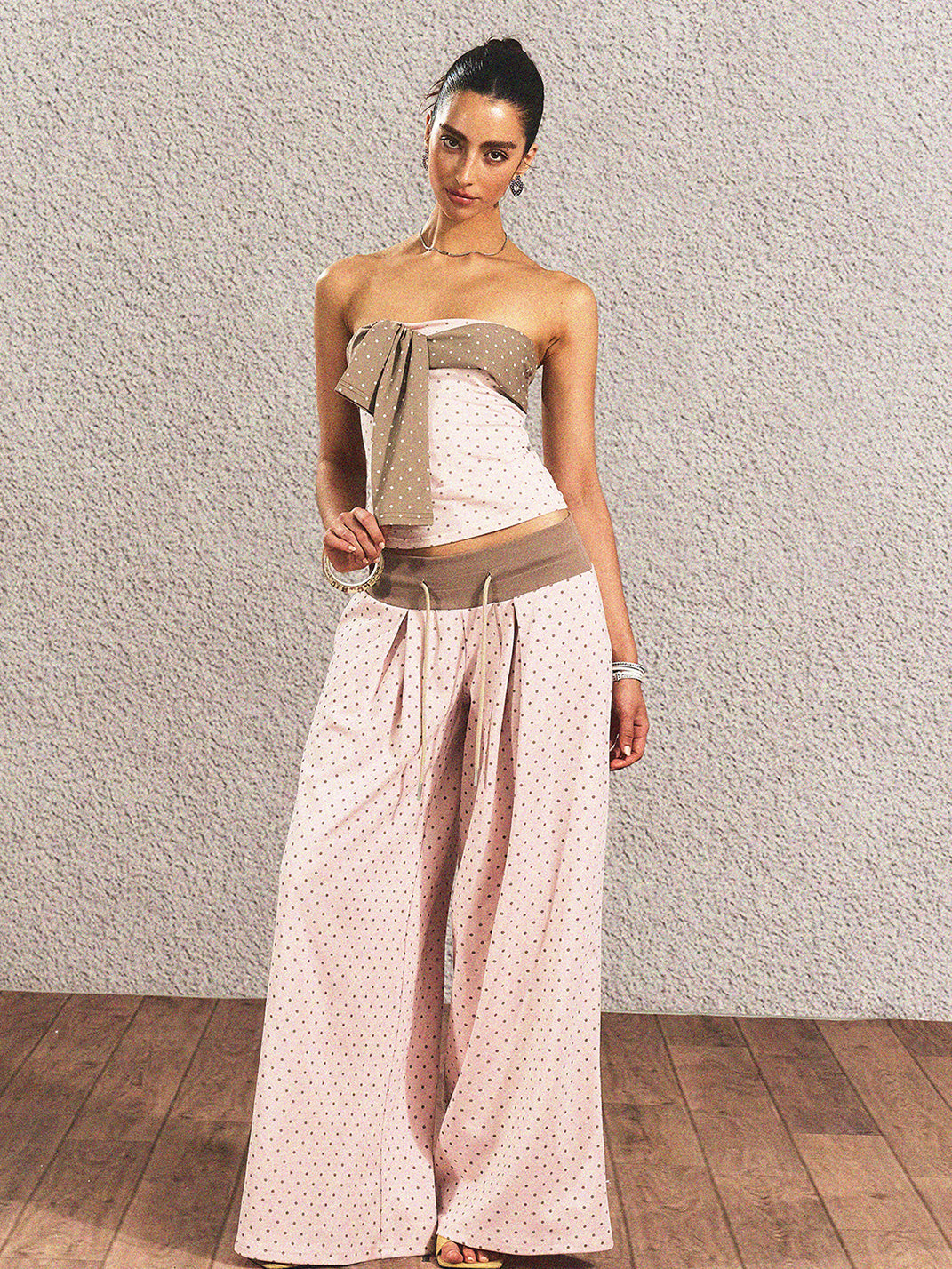 Polka-Dot Tube Top, Blouse & Pants Separates - View 4
