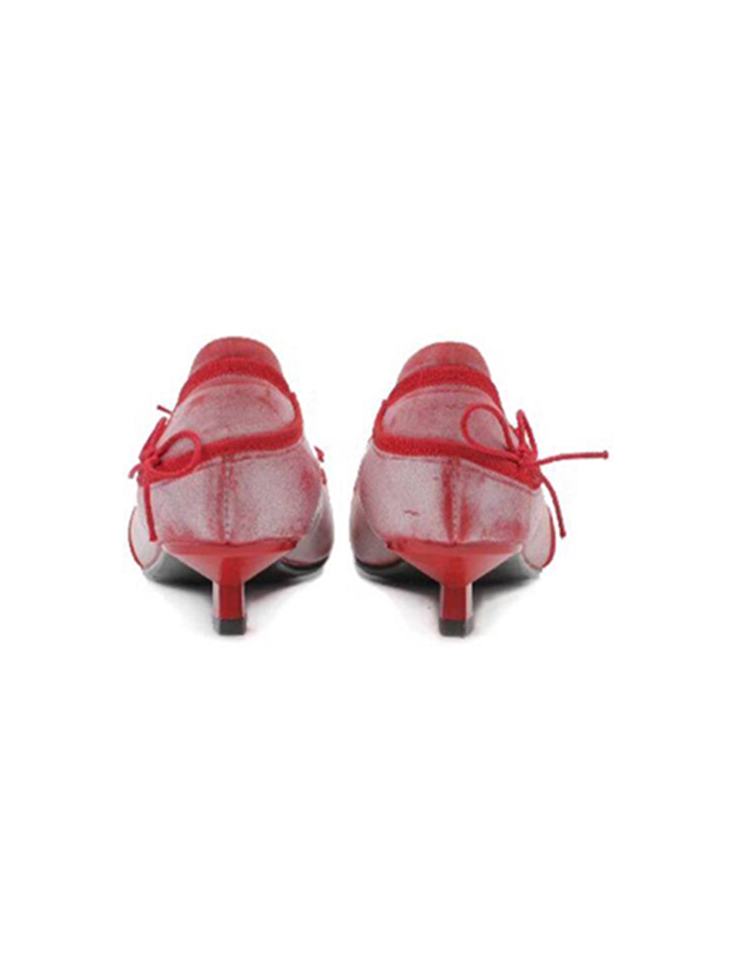 Square-Toe Mesh Bow Kitten-Heel Flats - View 8