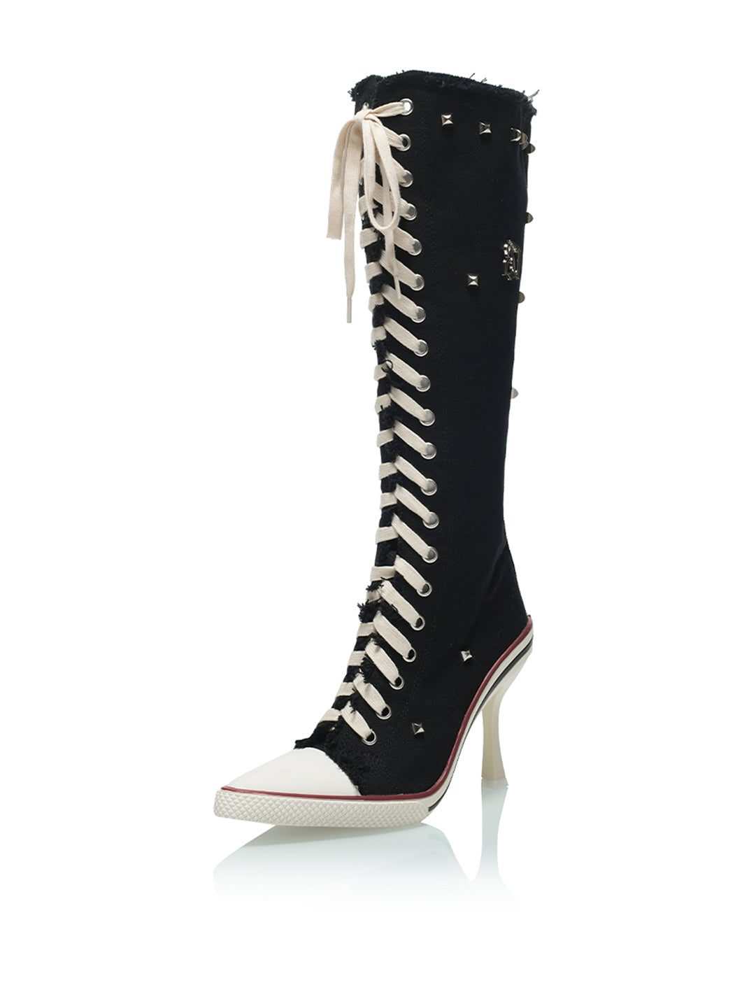 Corset-Lace Knee-High Heeled Boots - View 6
