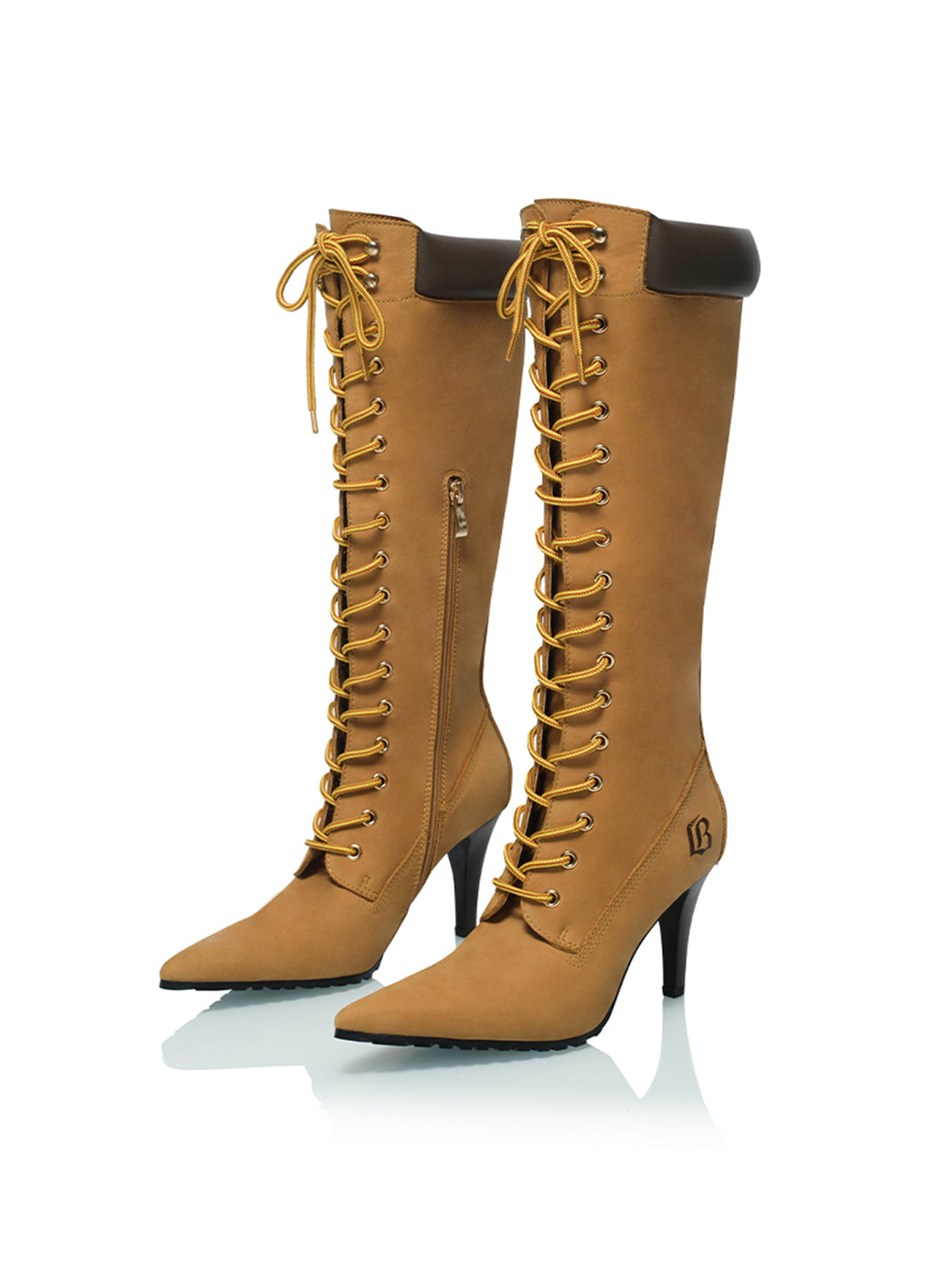 Corset-Lace Pointed Knee-High Boots - View 5