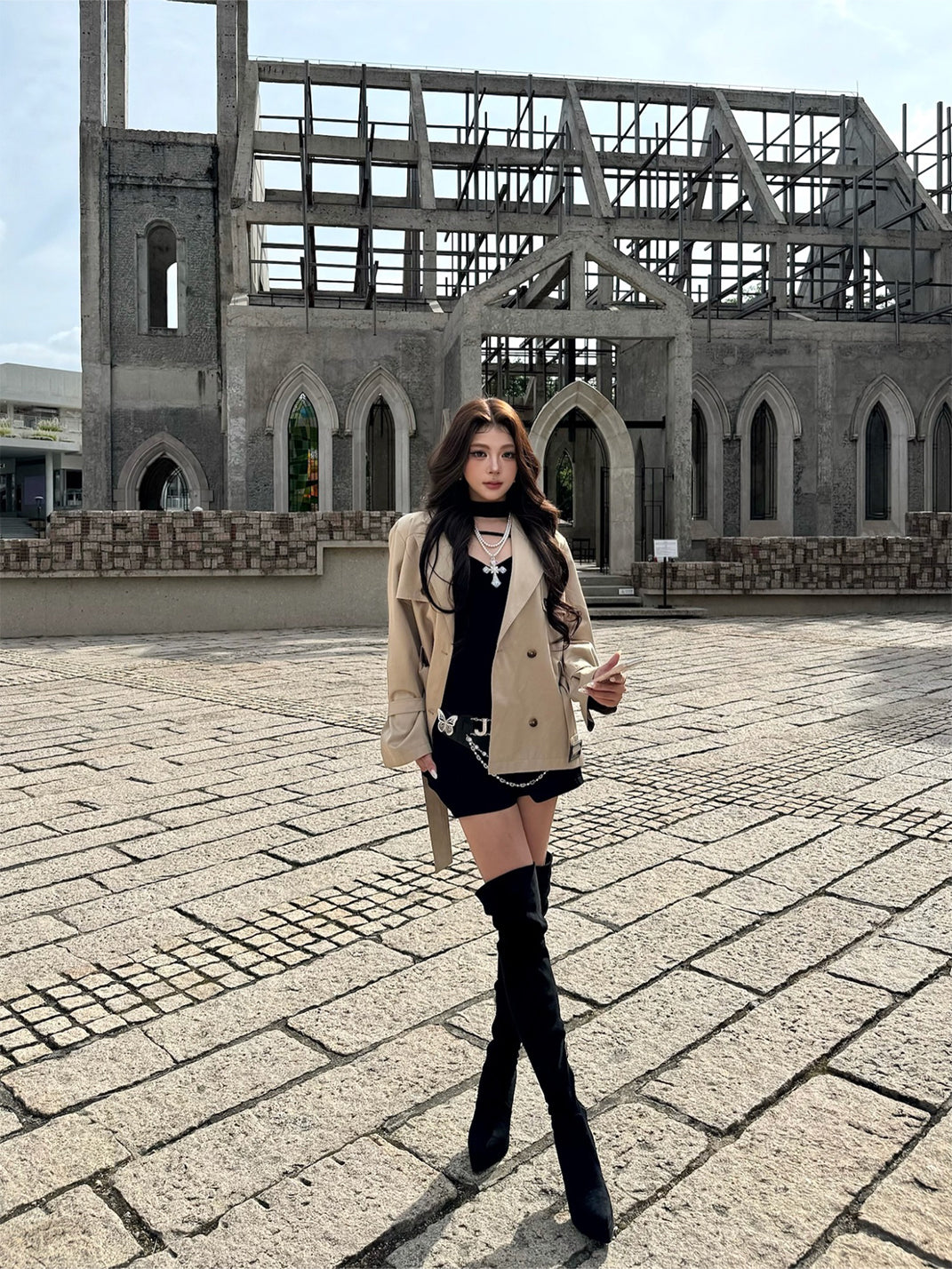 Stretch Suede Over-the-Knee Stiletto Boots - View 2