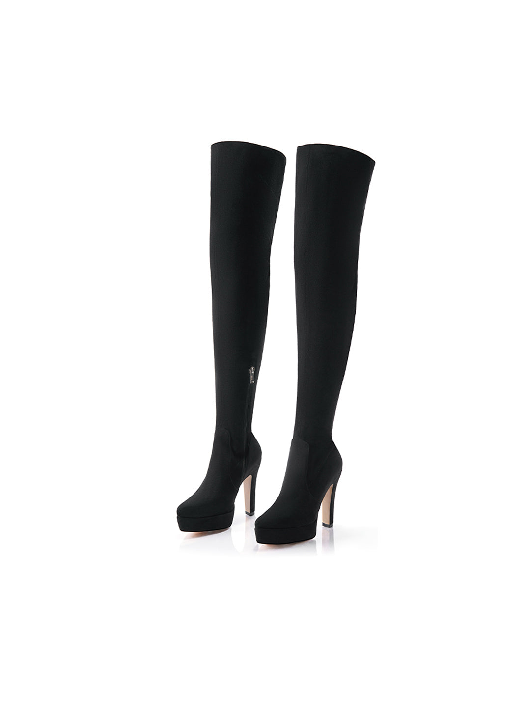 Stretch Suede Over-the-Knee Stiletto Boots - View 4