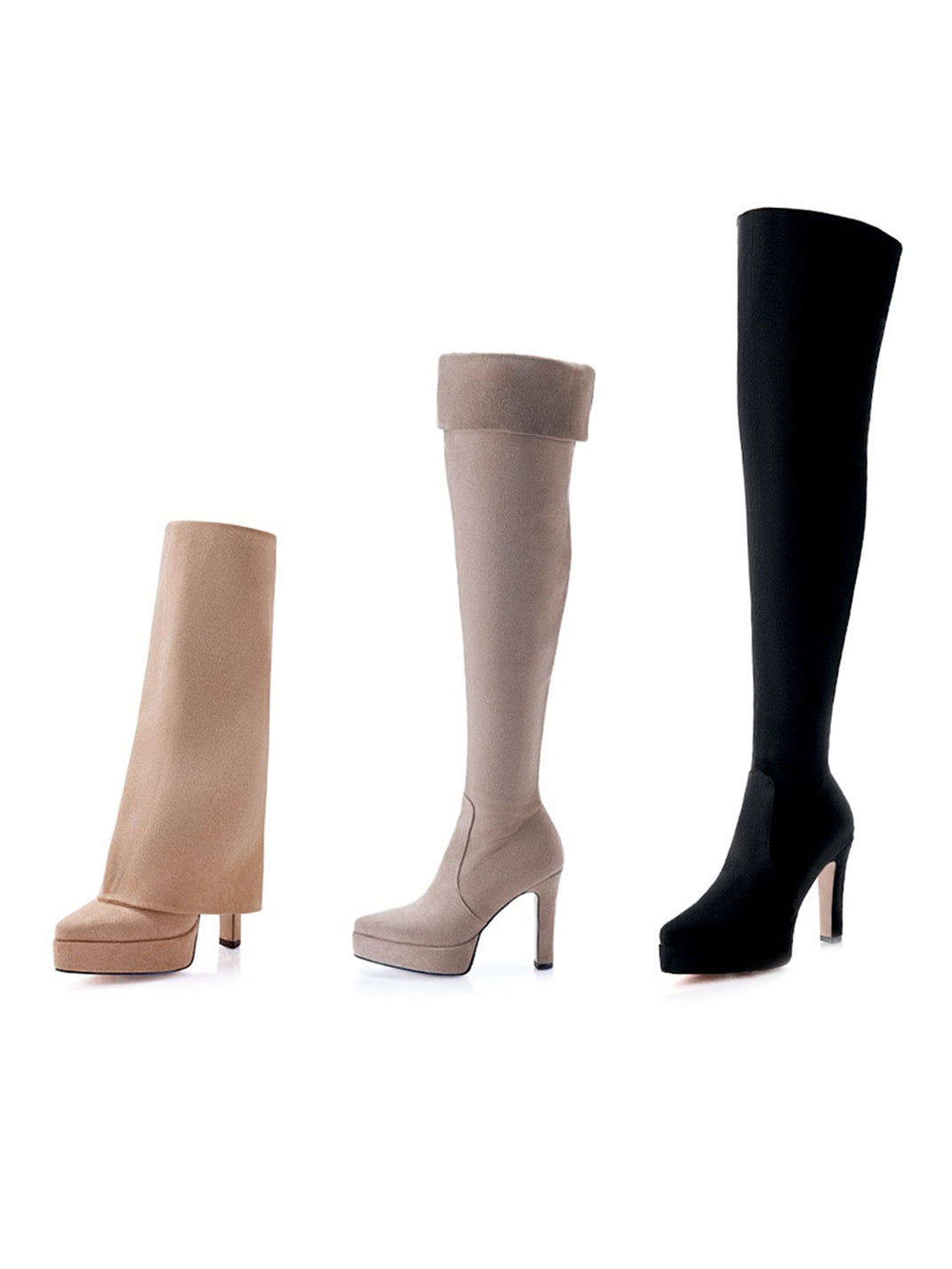 Stretch Suede Over-the-Knee Stiletto Boots - View 6