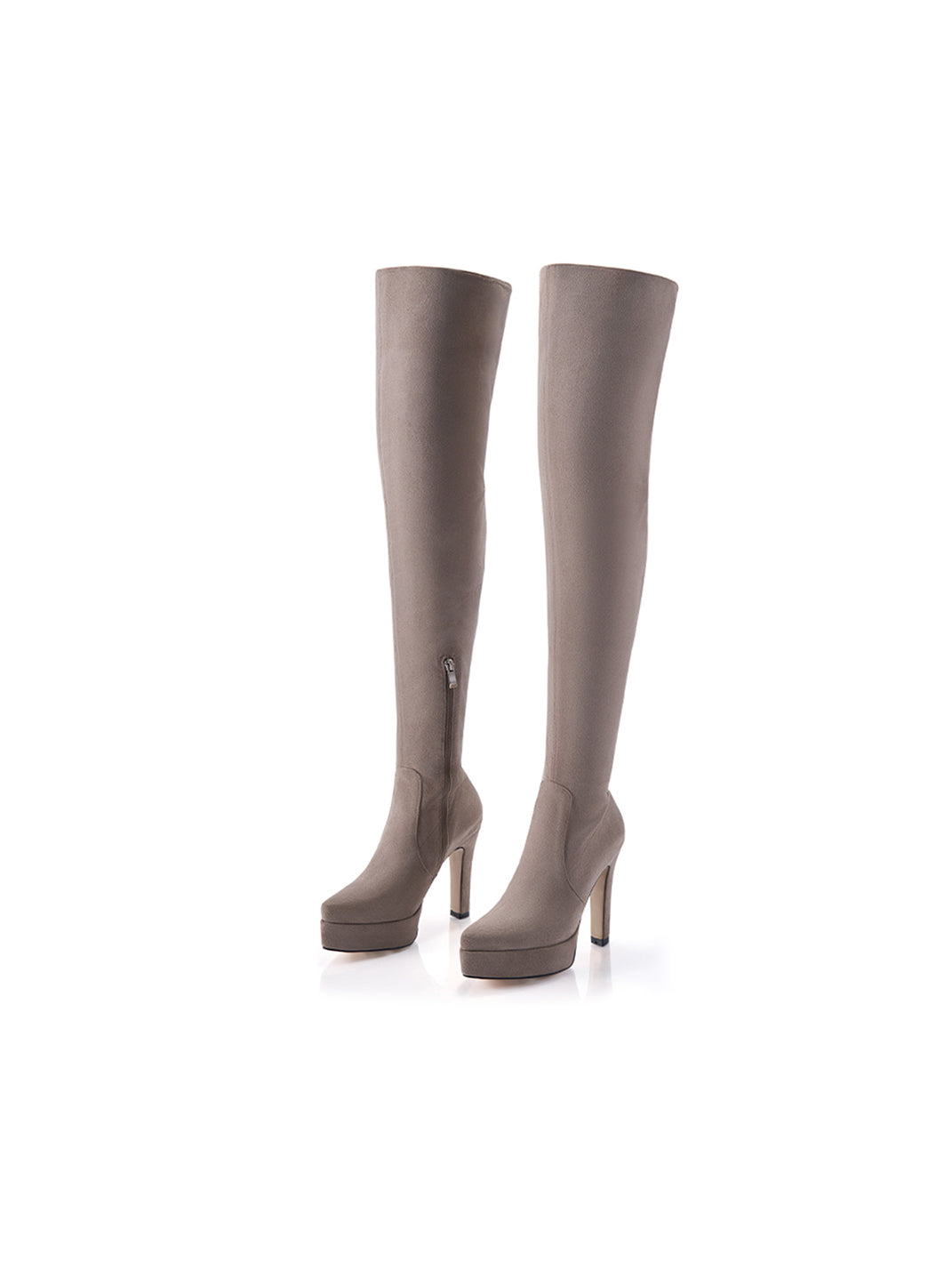 Stretch Suede Over-the-Knee Stiletto Boots - View 11