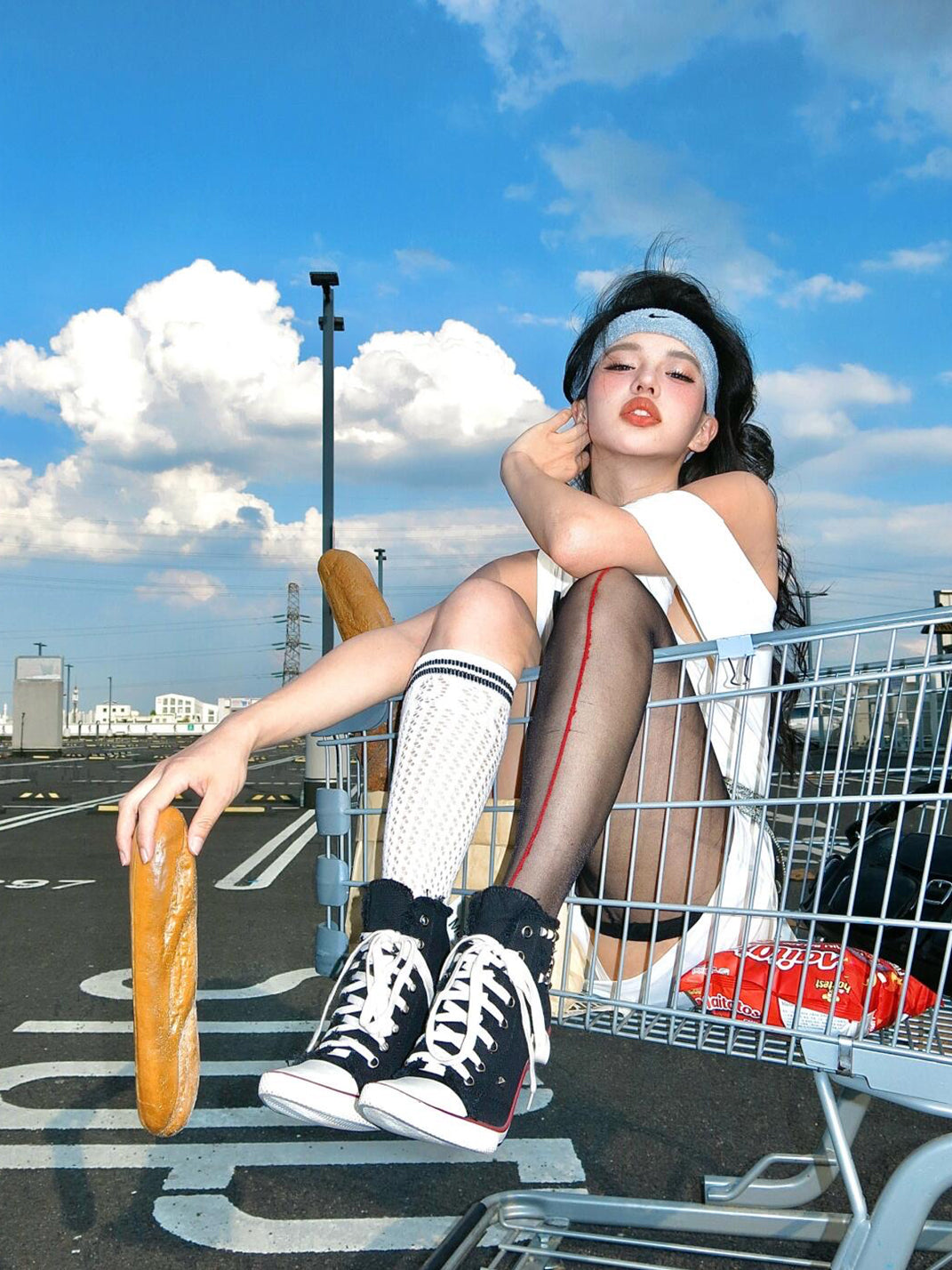 Studded Canvas High-Heel Sneaker Boots - View 7