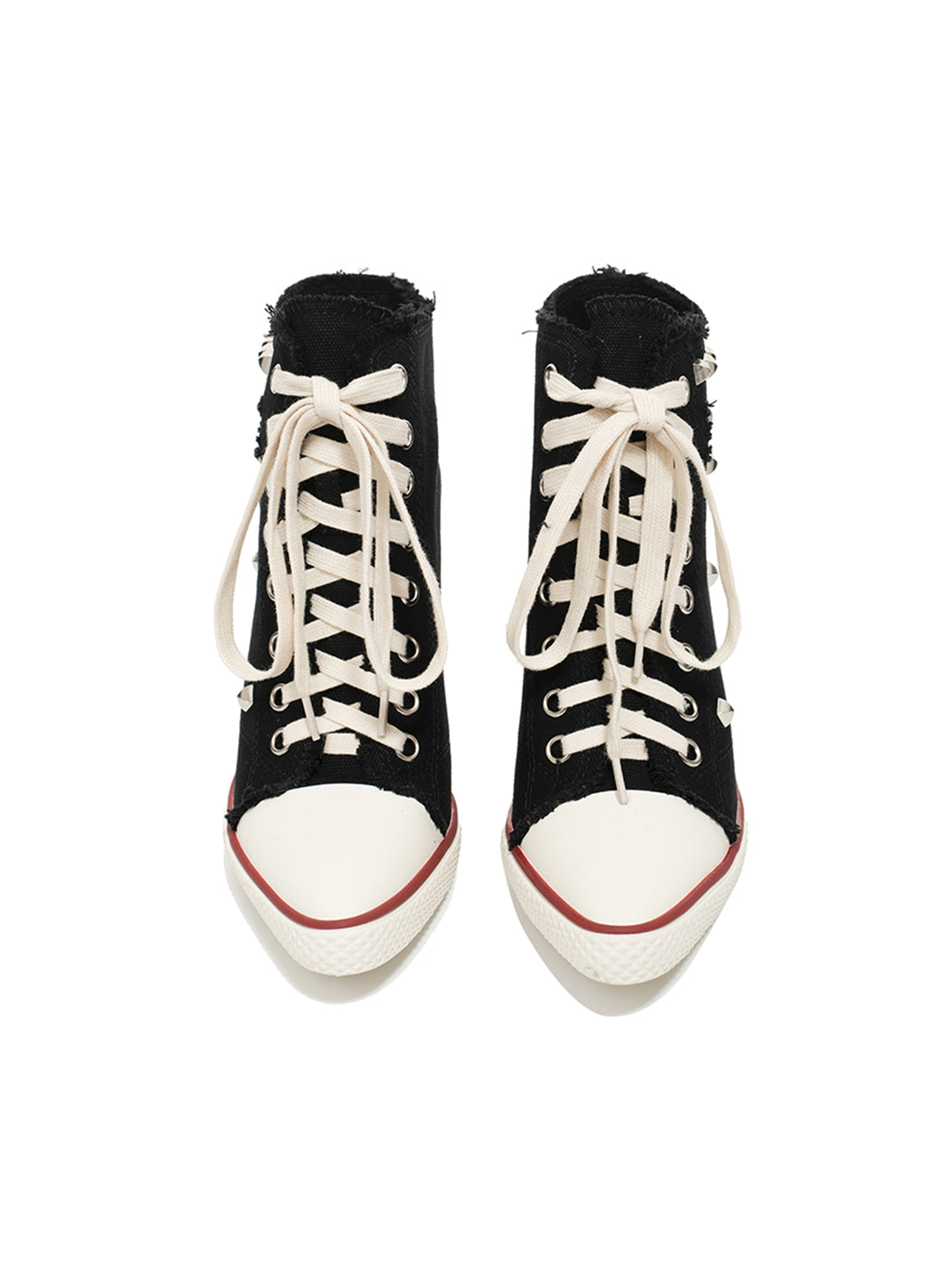 Studded Canvas High-Heel Sneaker Boots - View 10