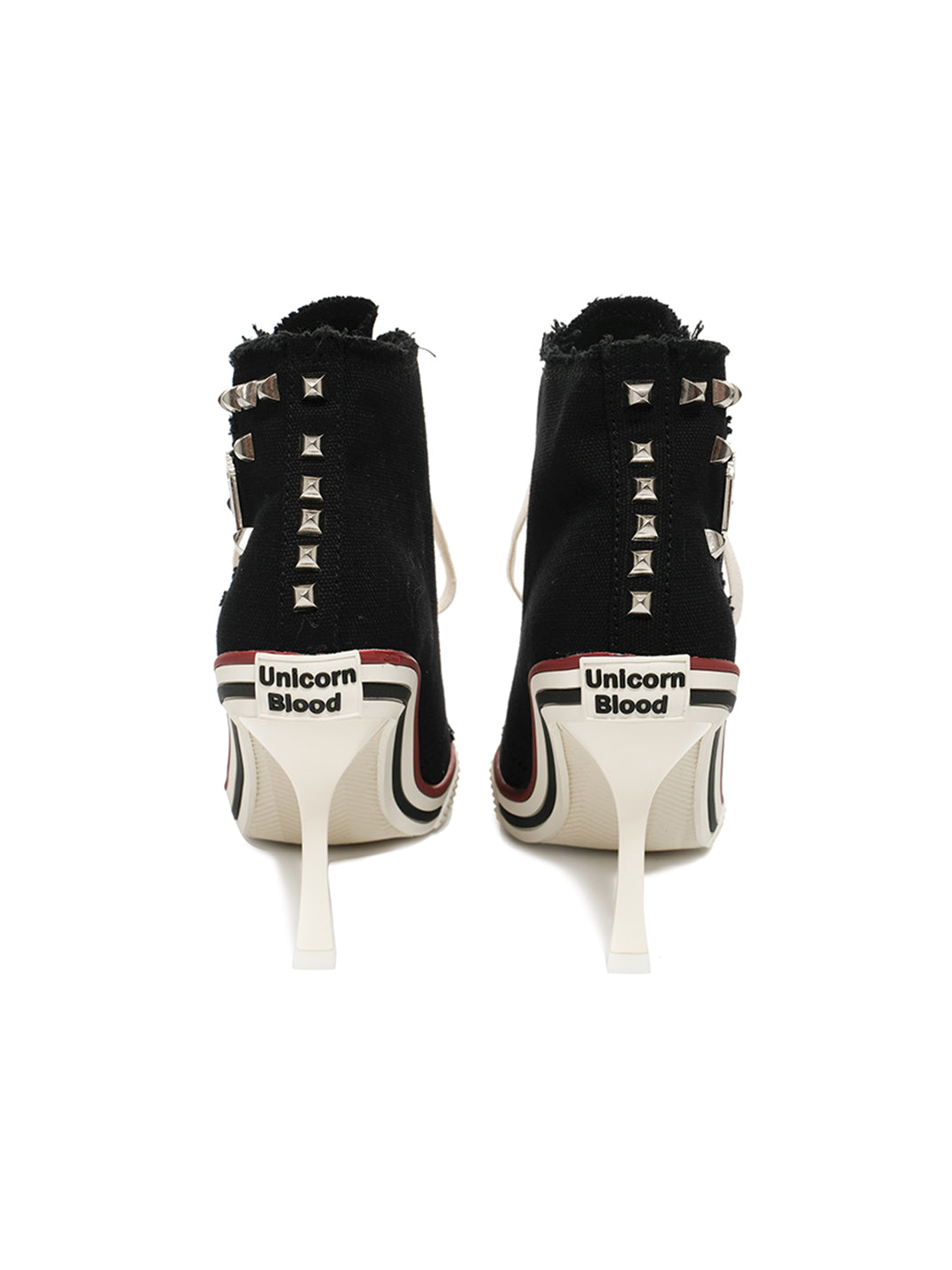 Studded Canvas High-Heel Sneaker Boots - View 11