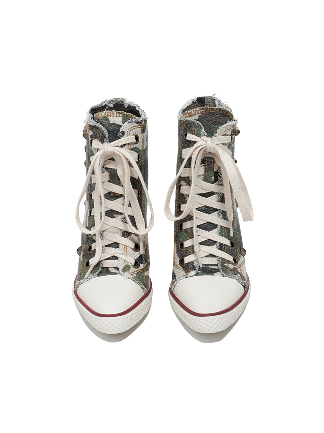 Studded Canvas High-Heel Sneaker Boots - View 15