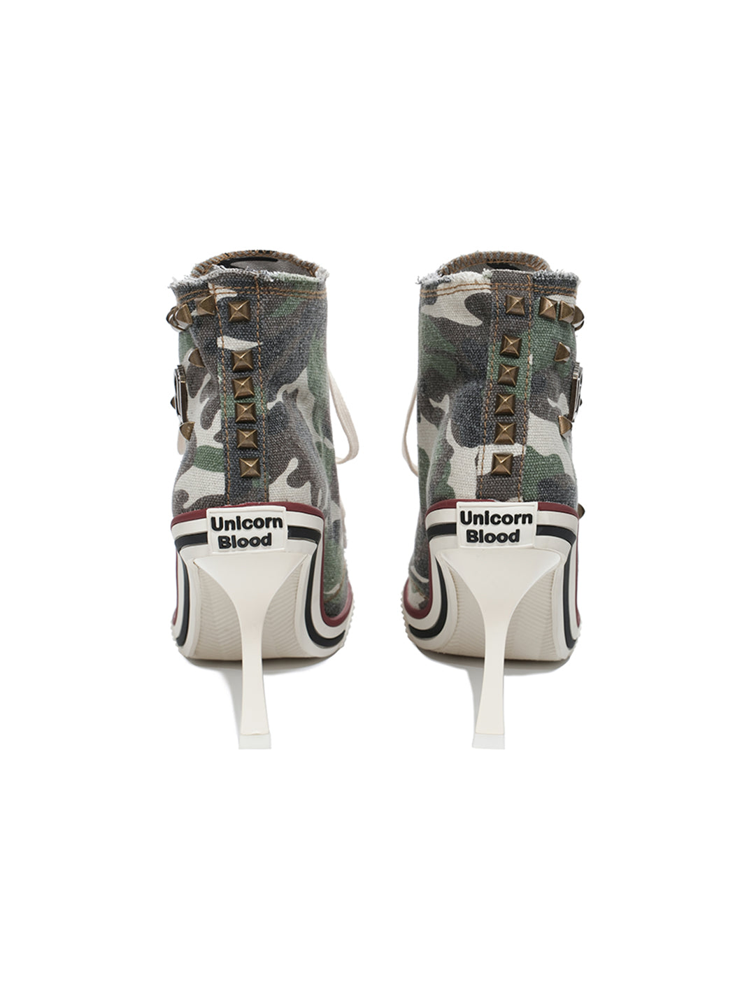 Studded Canvas High-Heel Sneaker Boots - View 16