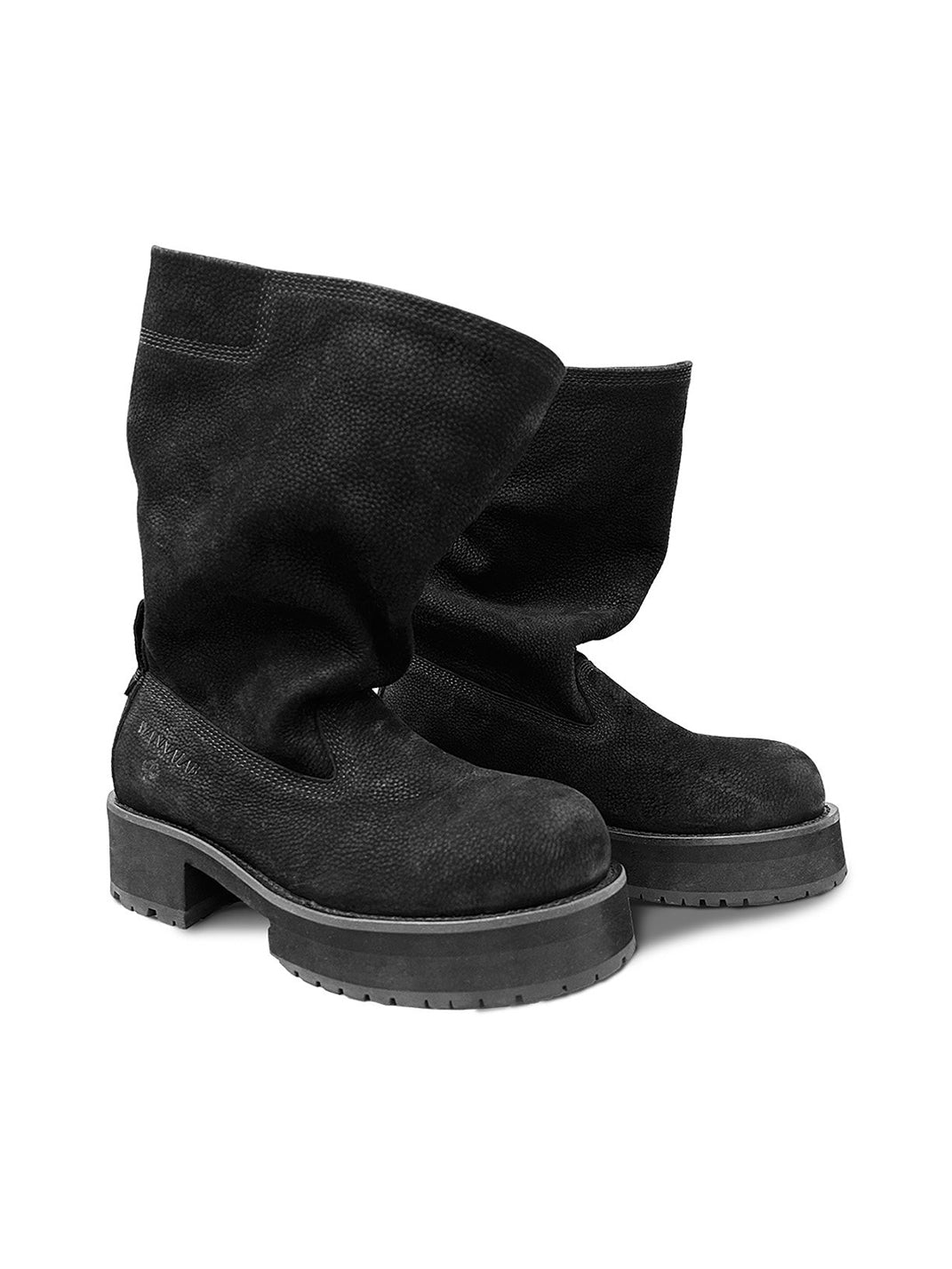Tumbled Leather Slouch Mid-Calf Boots