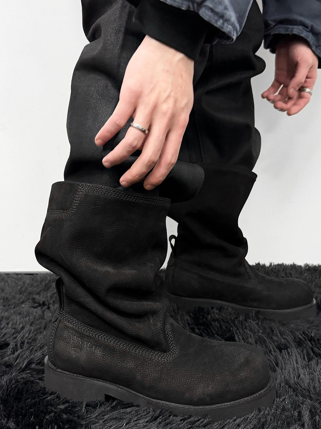 Tumbled Leather Slouch Mid-Calf Boots - View 3