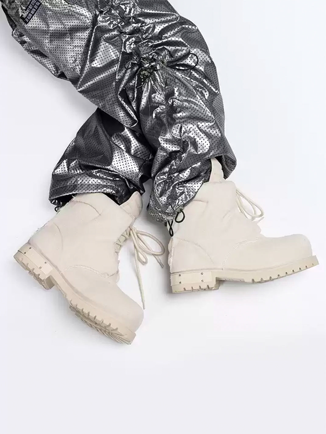 Washed Canvas Heavy-Sole Lace-Up Boots — product view 7