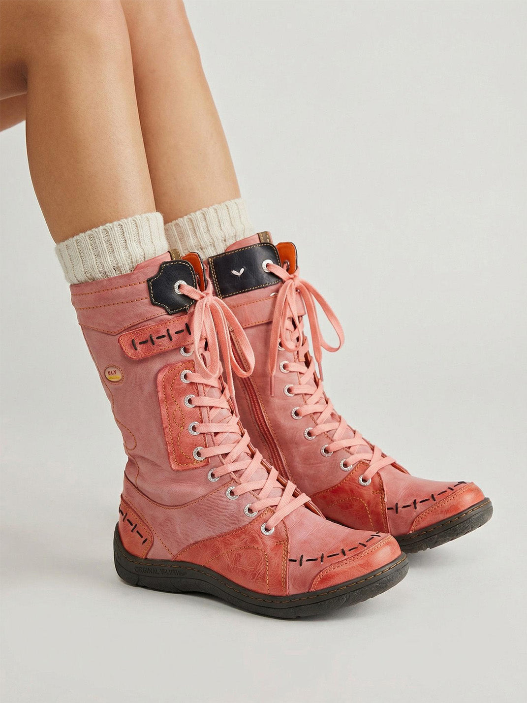 Washed PU Fleece-Lined Y2K Tall Boots - View 7