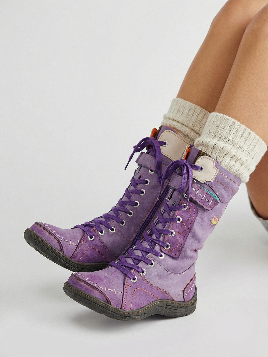 Washed PU Fleece-Lined Y2K Tall Boots - View 24