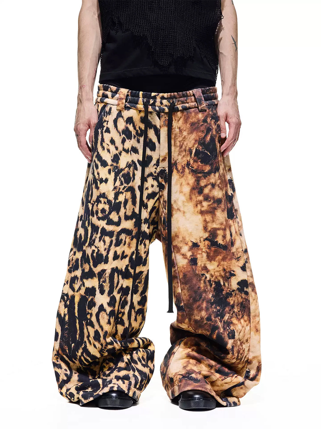 Weathered Leopard Wide-Leg Drawstring Pants — product view 2