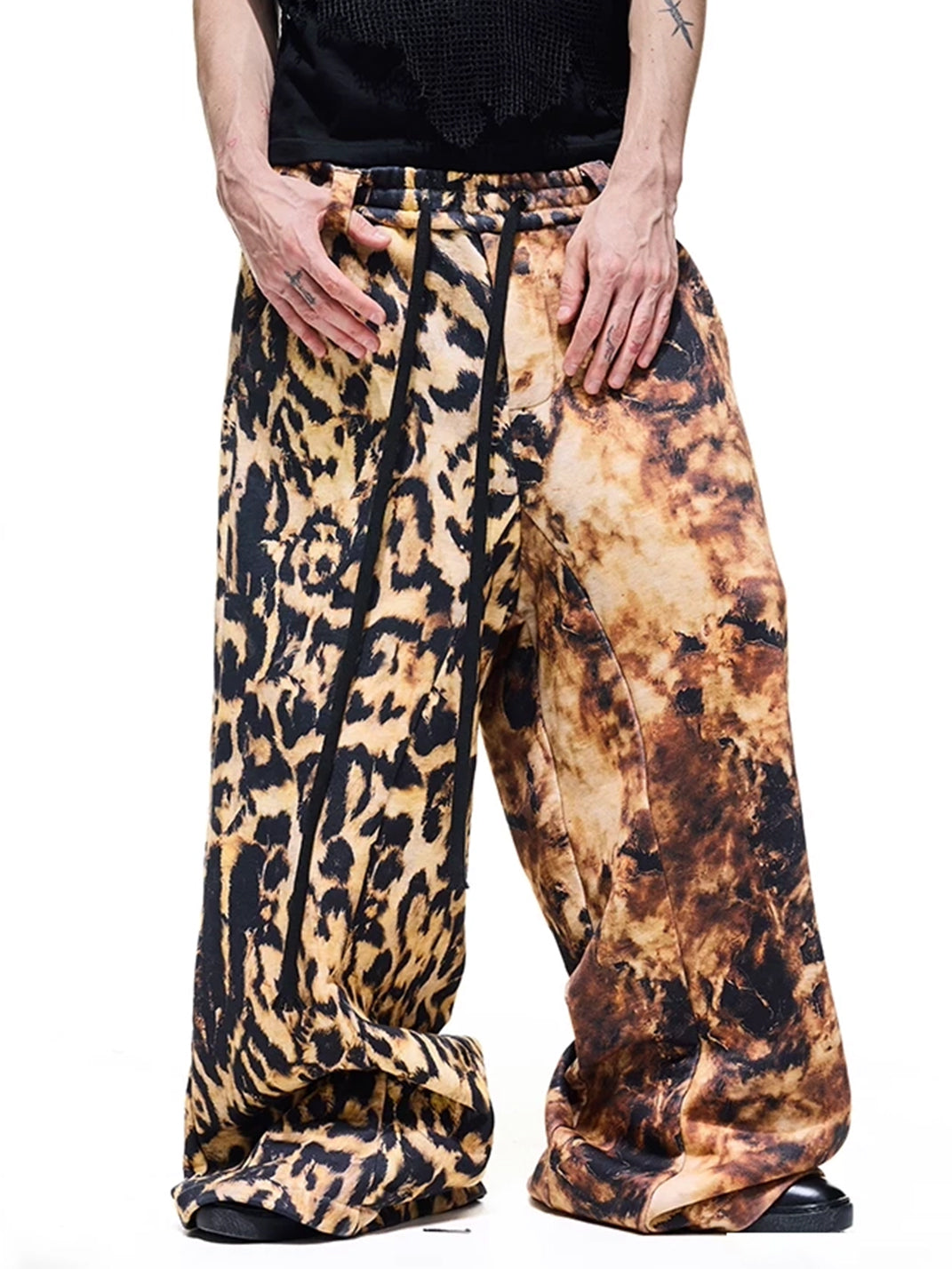 Weathered Leopard Wide-Leg Drawstring Pants — product view 3