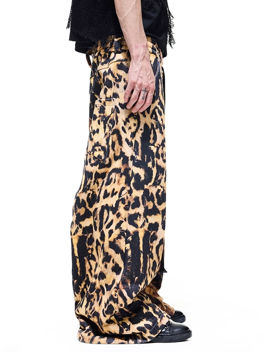 Weathered Leopard Wide-Leg Drawstring Pants — product view 4
